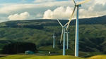Immersi tra campi verdi, diversi mulini a vento generano energia rinnovabile, parte fondamentale dei piani climatici di molte aziende.